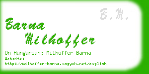 barna milhoffer business card